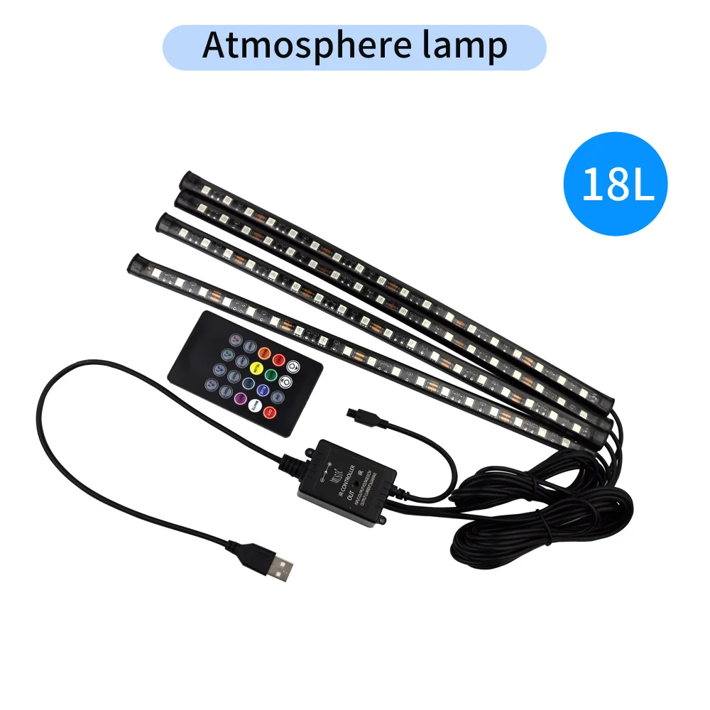 4 шт. 72 светодиодный s интерьер автомобиля светильник RGB полосы 5V/прослушивания