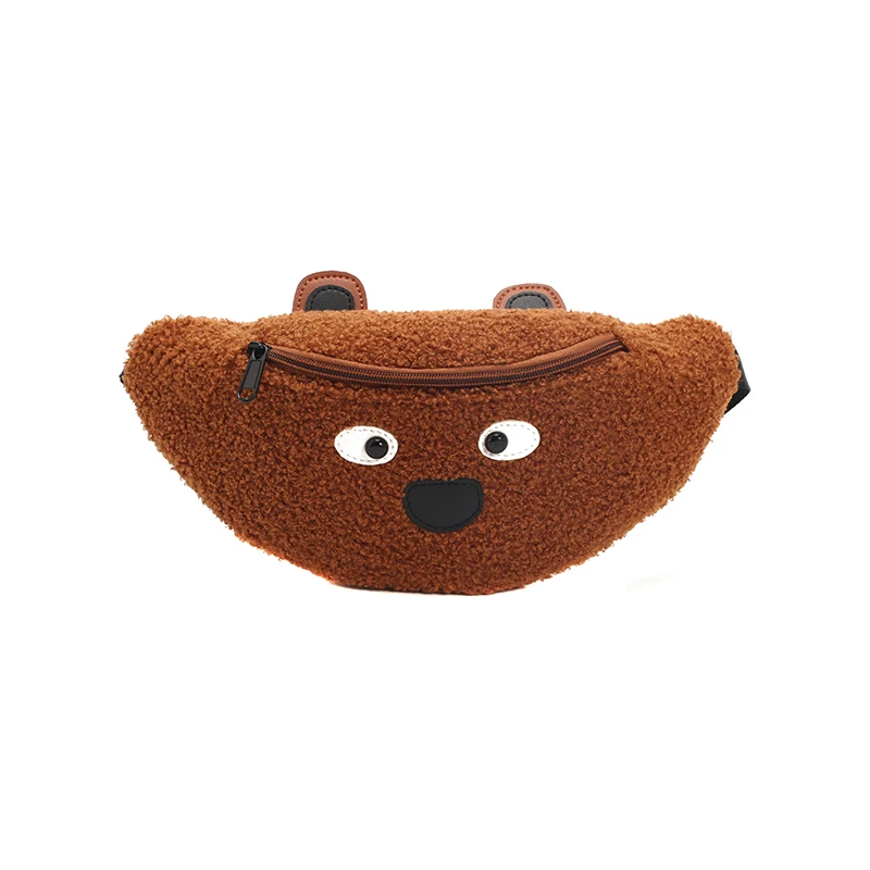 Brown Fashion Suede Patchwork Leather Waist Packs Cartoon Eyes Print Chest Bag Women Personality Shoulder Bag Cute Animal Waist Bag - Цвет: Brown