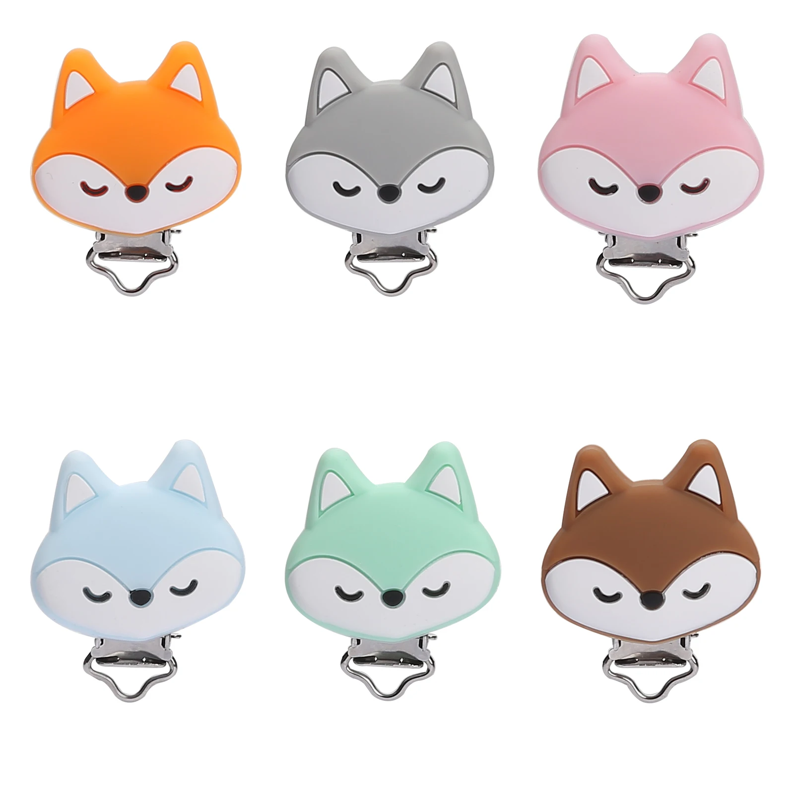 1Pc Cute Fox Baby Pacifier Clips Baby Pacifier Clips Dummy Food Grade Silicone Infant Soother Clasps Holders Accessories