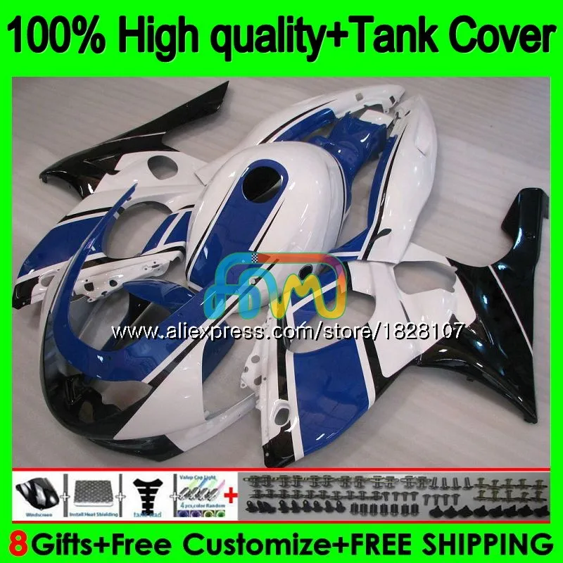 YZF-600R для YAMAHA YZF600R Thundercat 96 97 98 1999 2000 2001 02 72BS. 69 белого и синего цвета YZF 600R 1996 1997 1998 99 00 01 обтекатель