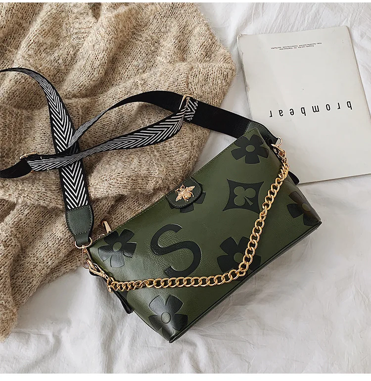Высококачественная большая сумка на плечо с цепочками, женские дорожные сумки, роскошные сумки, женские брендовые сумки, дизайнерские сумки с монограммой - Цвет: 8827 Green