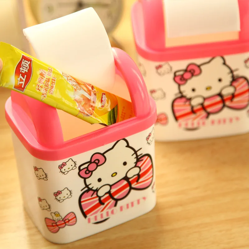 Hello kitty креативный Домашний Мини мультяшный контейнер для мусора на столе, пластиковые мусорные контейнеры, цветное ведро для хранения
