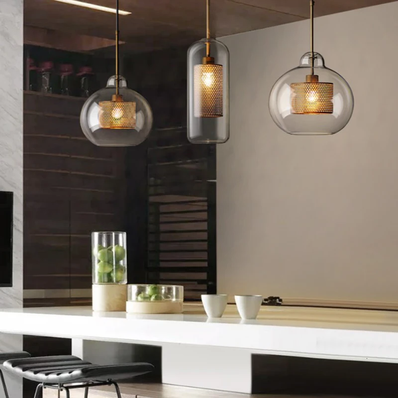 

Postmodern Nordic Iron Glass Bubbles LED Pendant Lights For Dinning Room kitchen Restaurant Suspension Luminaire lamp