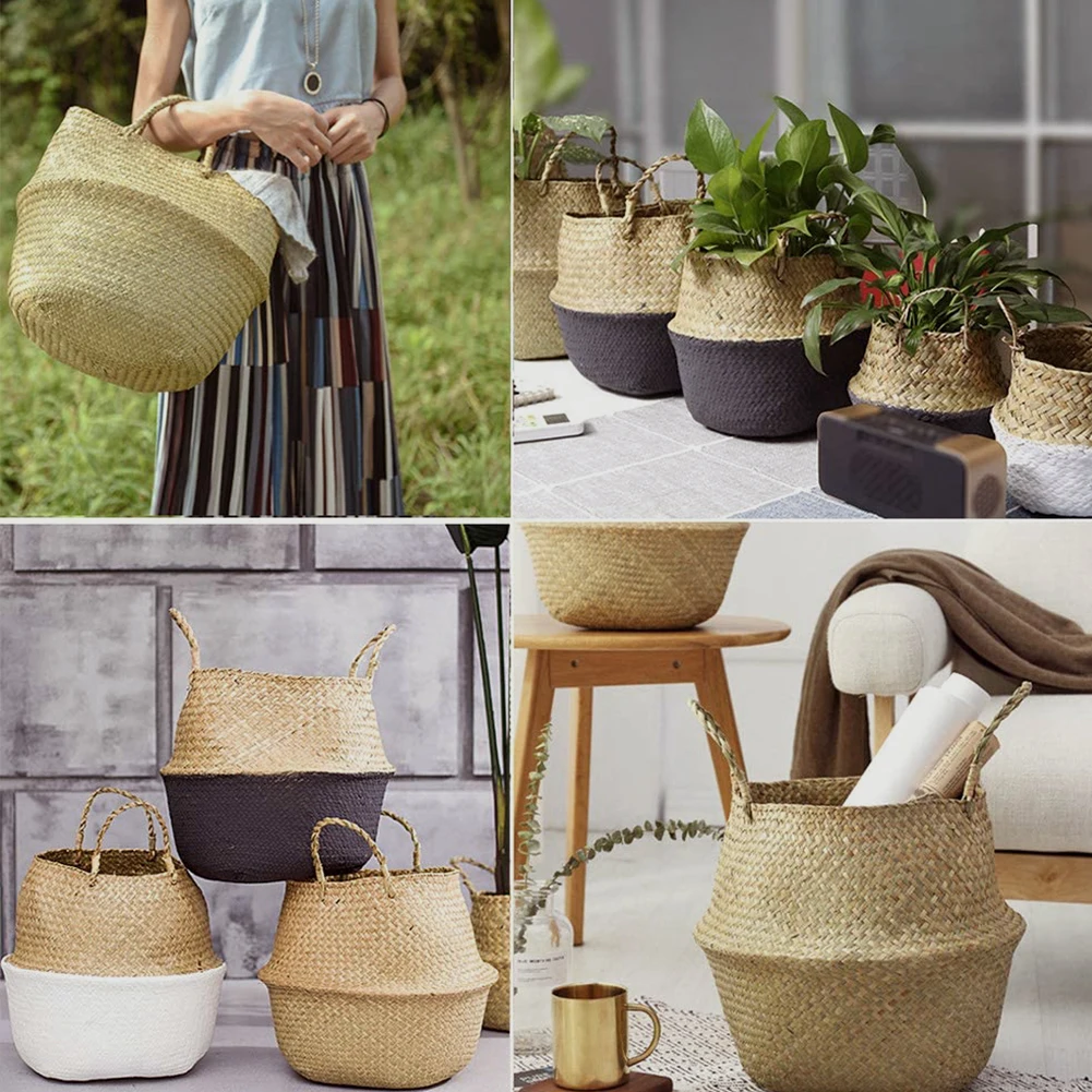 

Flower Pot Basket Seagrass Storage Basket Woven Plant Pot Organizer For Laundry Home Living Room Bedroom Macetas Decorativas