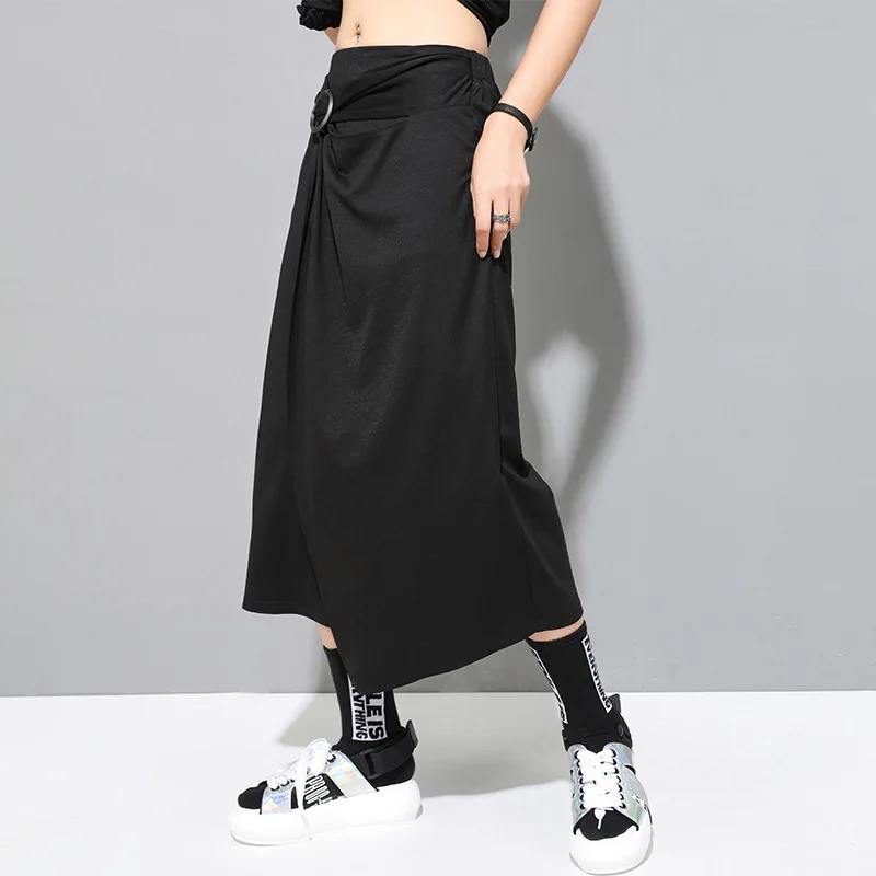 Ladies Wide Leg Trouser Skirt Summer New Style Personality Stitching Asymmetrical False Two Pieces Of Leisure Large Pants