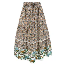 JAYCSOIN женские плиссированные юбки с принтом, модные женские длинные юбки с эластичным поясом, летние богемные пляжные женские юбки длиной до щиколотки