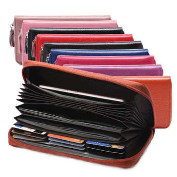 

New Women Wallet RFID Purses Long Zipper Genuine Leather Ladies Money Clutch Cellphone Bags High Quality Cow Leather Card Holder