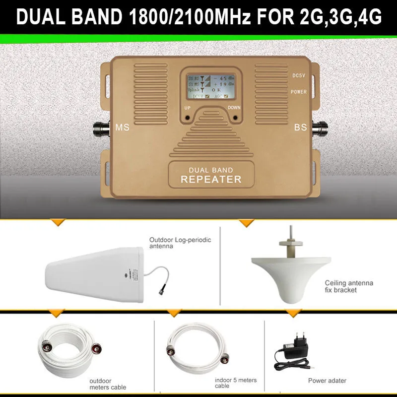 

New 9pc/Set LCD 2-in-1 Smart Full Dual Band 850/2100MHz 2G 3G 4G Signal Booster Repeater Amplifier