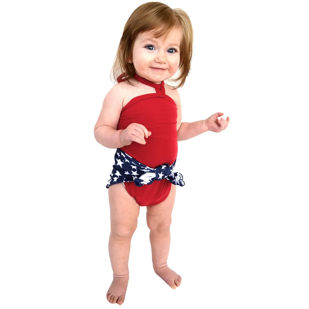 Купальник бикини с запахом и звездами для маленьких девочек 4 июля|Детские