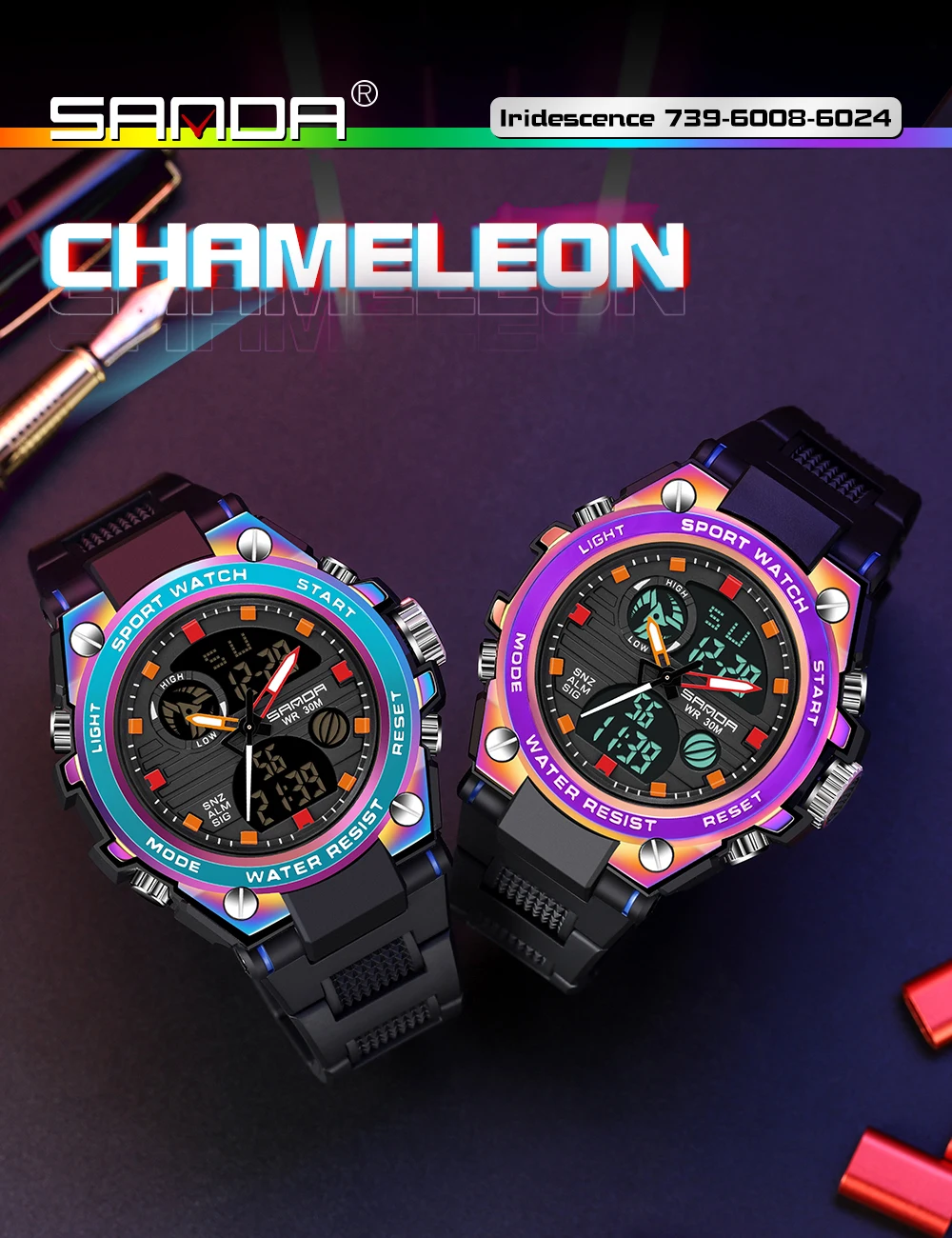 SANDA 2022 Luxury Men's Watches Sport Military Wristwatch Multicolor 50M Waterproof Quartz Watch for Men Clock Relogio Masculino