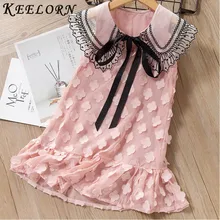 Keelorn/платье принцессы для девочек Новинка года; брендовые летние детские вечерние платья Элегантное платье с цветочным рисунком детская одежда с бантом vestidos; Возраст 2-6 лет