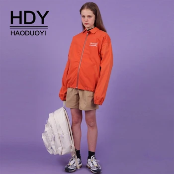 

HDY Haoduoyi Autumn Casual Sweet Dailywear Street Style Slogan Embroidery Jacket Long Sleeve Sports Coat For Women
