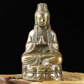 

3 Size Copper Guanyin Avalokiteshvara Antique Figure Blessing for Peace and Security the Statue of Buddha Home Dec