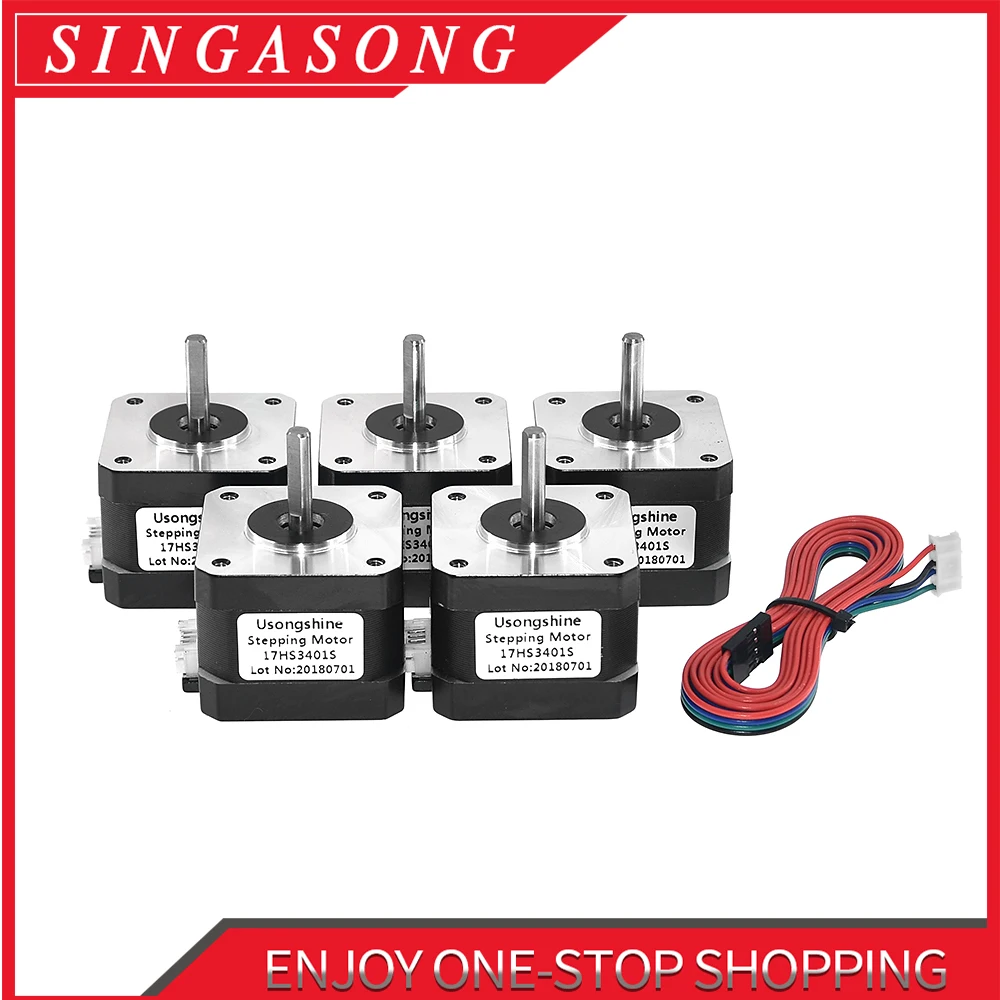 5 шт./лот Nema17 stpper мотор 17HS3401S 4 свинцовый Nema 17HS3401 шаговый 42 Мотор 42bygh 1.3A Для CNC лазера