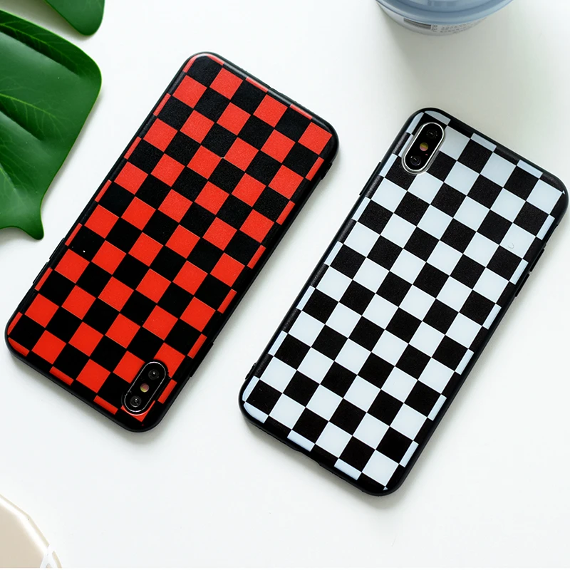 Клетчатый чехол в шахматную клетку для iPhone 11 pro X XR XS max 6 6s 7 8 Plus 6g 7g 8g|Бамперы| |