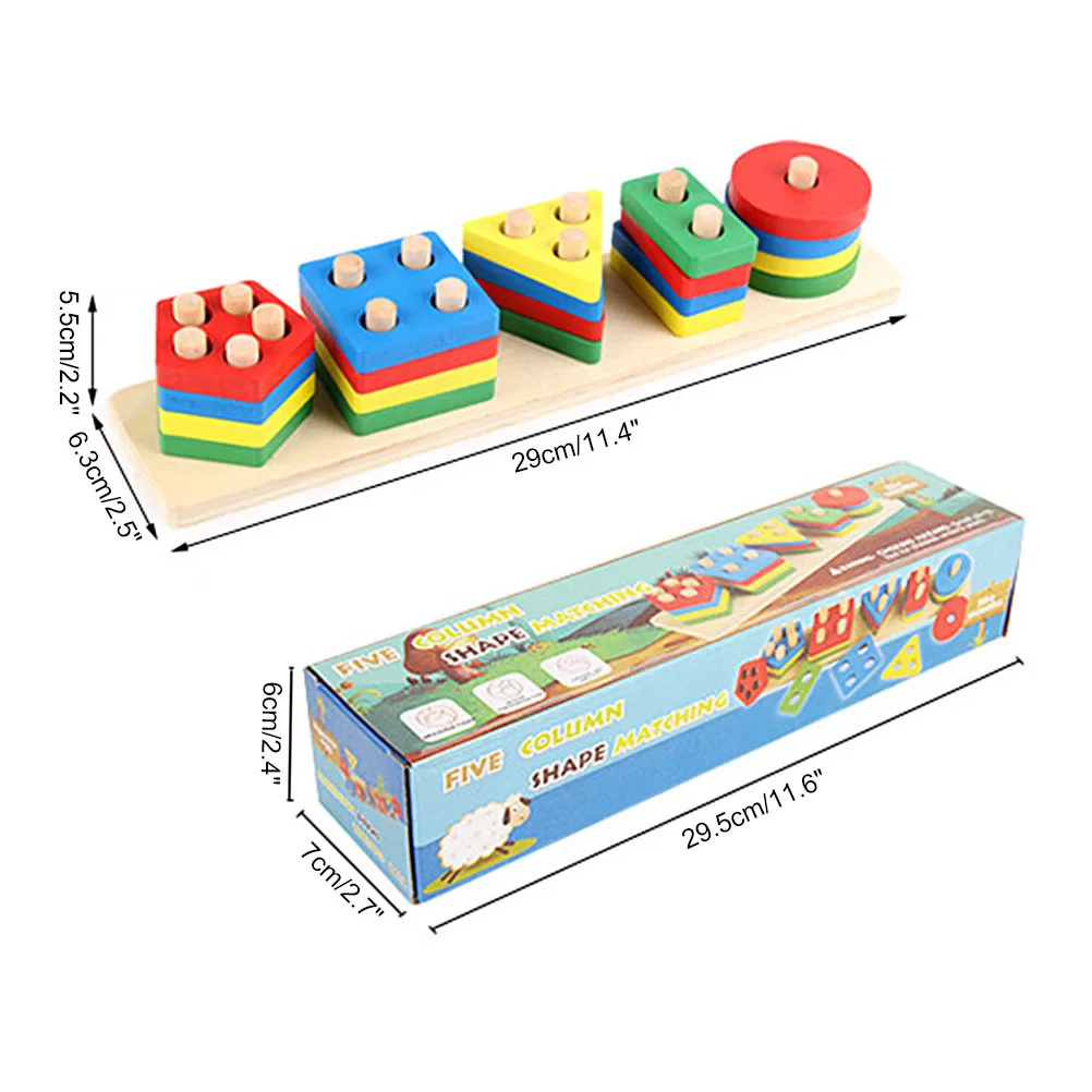 Деревянный образовательный Дошкольный малыш игрушка для 1, 2, 3, От 4 до 5 лет, мальчиков и девочек, изучение форм фигур, геометрические блоки, стек, сорт#50
