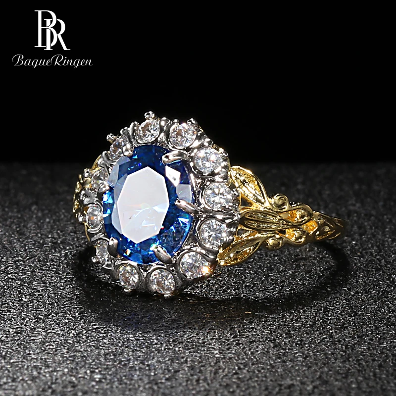 Bague Ringen, овальное кольцо с камнями для женщин, простое серебряное 925 ювелирное изделие, аквамарин, модная Цветочная форма, размер 6, 7,8, 9,10, юбилей