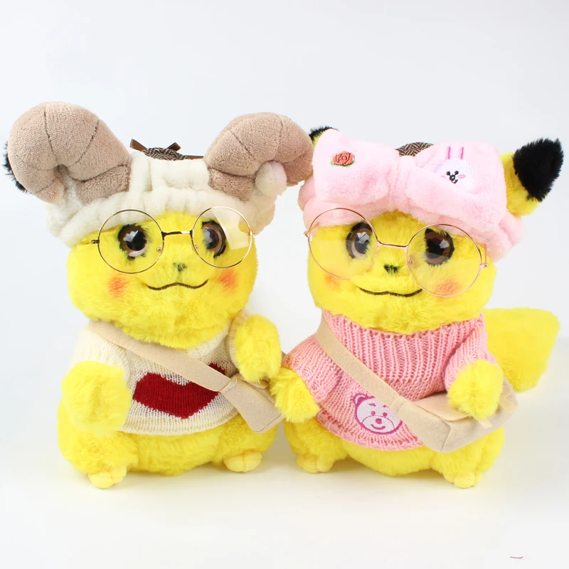 

28cm Pikachu Plush Toy Stuffed Toy Detective Pikachu with Clothes Anime Toys for Children Doll for Kid Baby Birthday Gifts