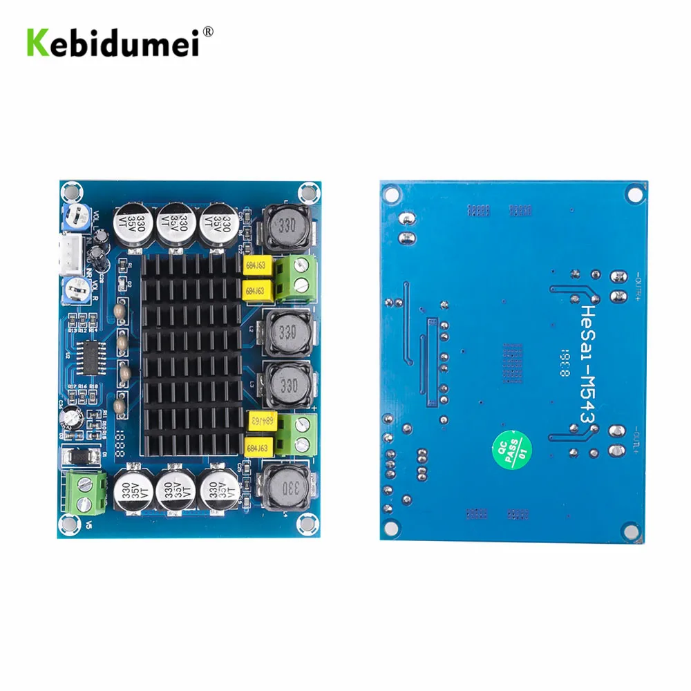 Kebidumei Плата усилителя двухканальный стерео высокой мощности цифровой аудио усилитель мощности 2*120 Вт стерео усилитель модуль XH-M543