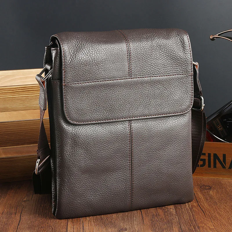 

Full-grain Leather Embossed Leather Business MEN'S Single-shoulder Bag Verticle Cover Type MEN'S Real-leather Bag Briefcase