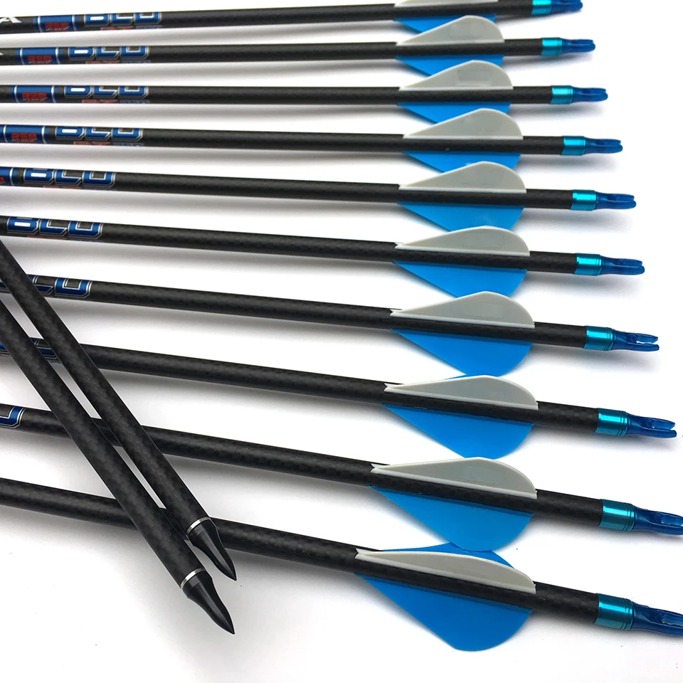 Tiro com Arco Setas de Carbono Tecer Nova Coluna Azul 400 500 32 Id6.2mm Composto Arco Recurvo Caça Tiro 3 k