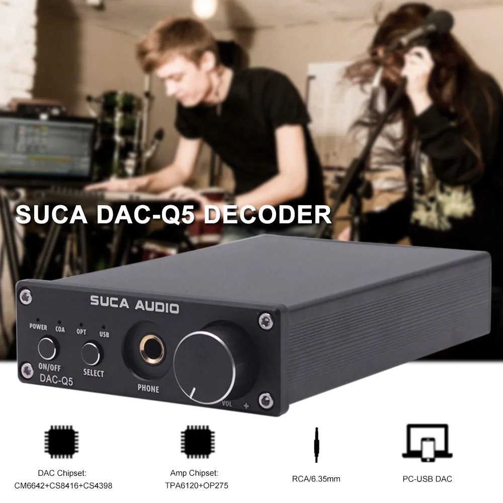 SUCA DAC-Q5 наушников цифровой аудио усилитель декодер DAC HiFi оптический аудио/коаксиальный/USB/волокно DAC Q5 декодер с усилителем