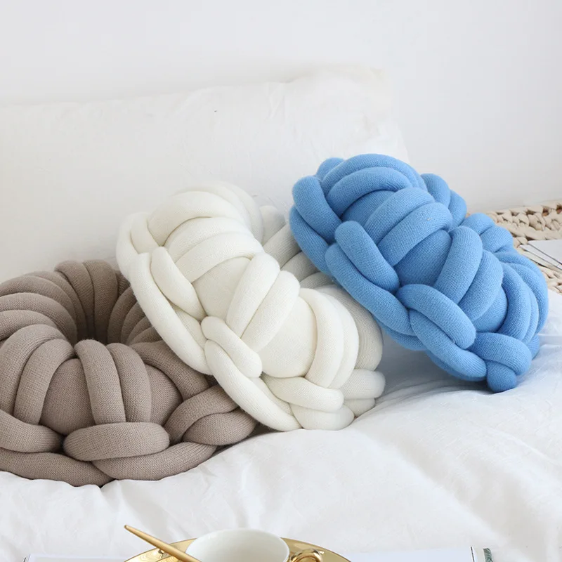 Battilo Handmade Knot Ball Plush Throw Pillow Donut Sofa Accent Pillow Seat Cushion- Home Office Sofa Decor Battilo Handmade Knot Ball Plush Throw Pillow Donut Sofa Accent Pillow Seat Cushion- Home Office Sofa Decor