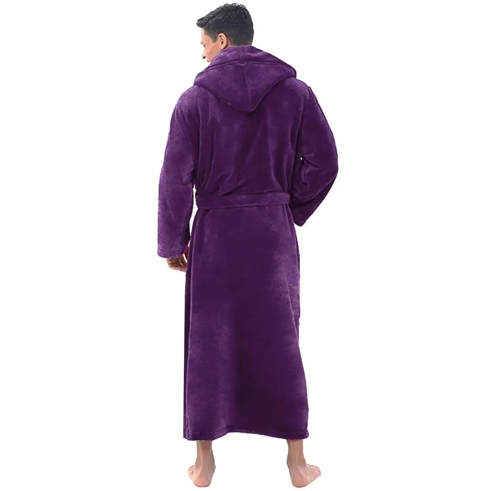 Men Bathrobe Robes Sleepwear Winter Plush Lengthened Shawl Home Clothes Long Sleeved Robe Coat Ochtendjas Heren#2N06