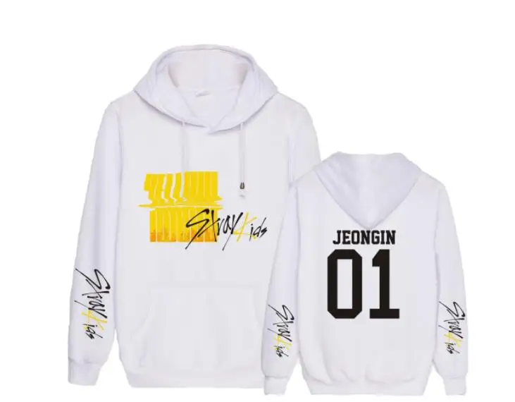 Kpop straykids желтая древесина с именами членов группы печати флисовые толстовки унисекс модный пуловер свободная толстовка 3 цвета