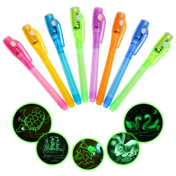 

12PCS UV Pen Draw With Light Invisible Magic Pencil Secret Fluorescent Pen For Writing Pad Kids Drawing Painting Board For Child