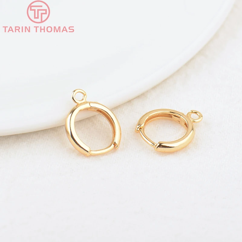 (2082)20PCS 13,7 MM Loch 1,5 MM 24K Gold Farbe Messing Runde Ohrringe Hoop Ohrring Clip Hohe qualität DIY Schmuck Machen Erkenntnisse – Detail 1