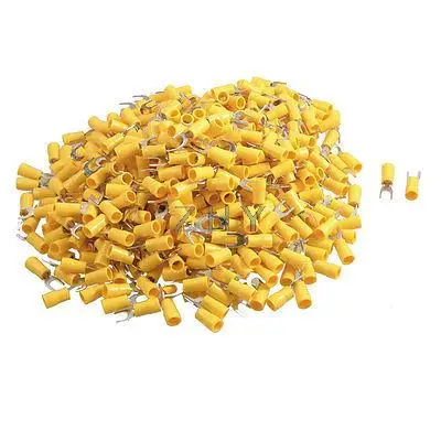 

500 Pcs SV5.5-5 AWG 12-10 Yellow Pre Insulated Fork Terminals Connector