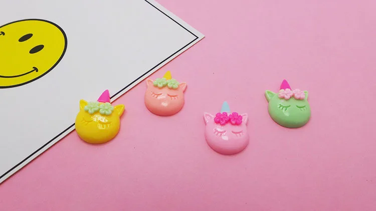 100Pcs/Lot Miniature Kawaii Unicorn Resin Flatback Cabochon for Scrapbooking Hair Bow Center Embellishment DIY Craft