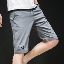 Брендовые мужские шорты до колена, хлопковые шорты с эластичной резинкой на талии, Мужская короткая верхняя одежда, повседневные мужские шорты, большие размеры, однотонные мужские шорты