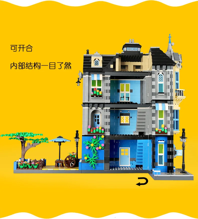 Wange Streetscape coffee House, детские строительные блоки, игрушки, улучшающие возможности, головоломка, отпускающая давление, игра, 2313 шт