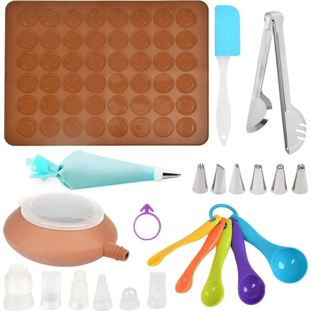 

22pcs/set Children's Kitchen Baking Set Macaroon Non Stick Silicone Cake Baking Pad Set Cake Decoration