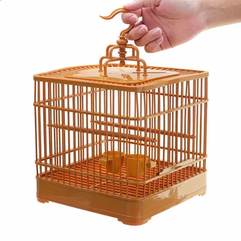 

Assembly Bird Cage With Feeder And Waterer Small Pet Bird Full Set Of Plastic Bird House Thrush Parrot Cage 23x23x22cm