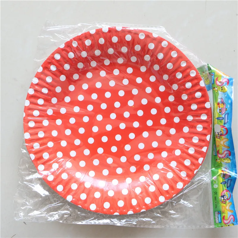 red 10pcs 10 шт. 7 дюймов фольга в Золотой горошек на день рождения, свадьбу, вечеринку, принадлежности для украшения, блюдо для торта, одноразовые бумажные тарелки, сувениры для детского душа - Цвет: red 10pcs