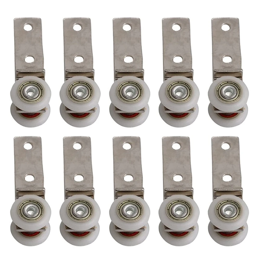 

10PCS 65x19mm Metal Bearing Pulley Block with Two Plastic Wheel for Wardrobe Cupboard Window Cabinet Sliding Doors