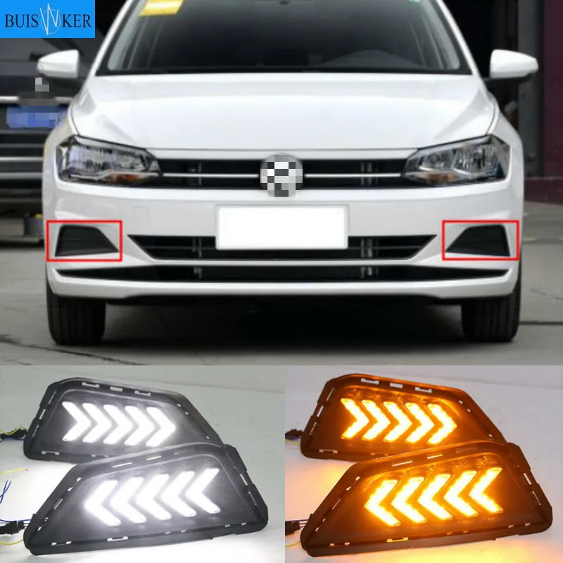 For Volkswagen Vw Polo 2019 Led Drl Daytime Running Lights Fog Lamp