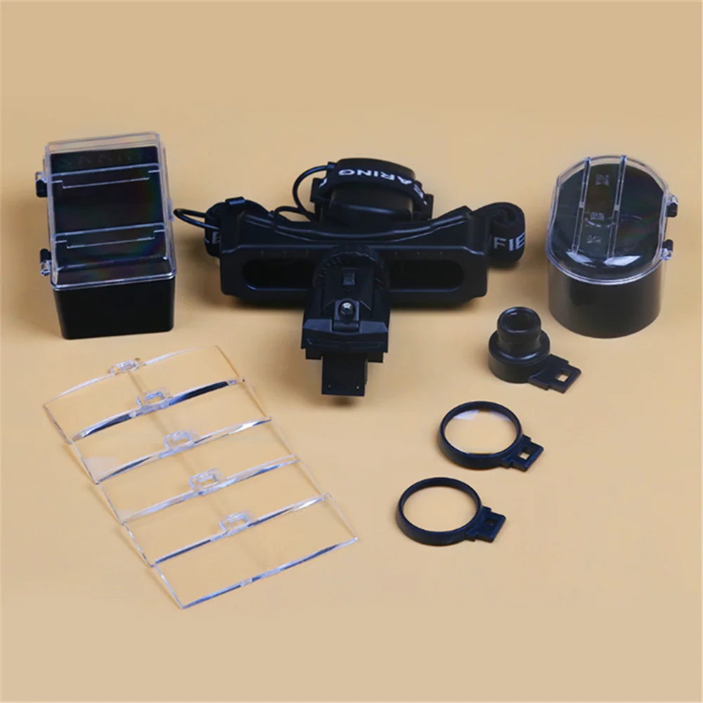 BIJIA with LED Lights HD Reading Head-mounted Magnifying Glass Watch Antique Clocks Repair 8 Sets of Lenses 9892E
