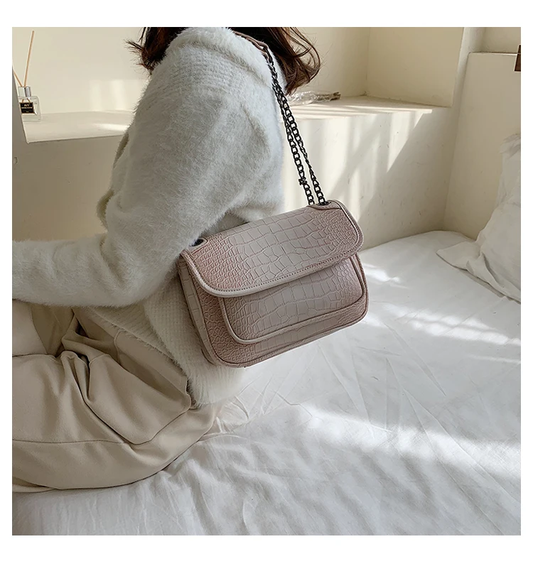 Европейский стиль крокодиловая сумка с узором сумка Новая высококачественная кожаная женская дизайнерская сумка с цепочкой сумка