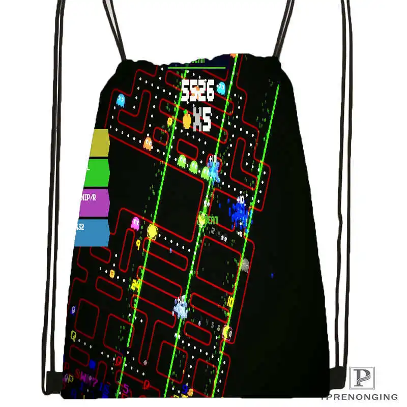 Drawstring Backpack CustomPacman геймер-нерд стиль походная сумка на шнурке милый рюкзак для детей(черная спинка) 31x40 см#180531-02-58 - Цвет: Drawstring Backpack