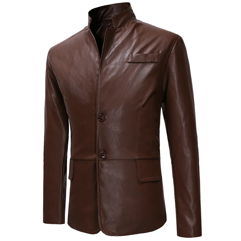 Men'S Wear Supply of Goods Autumn And Winter New Style Classic Two-Button Men Casual Slim Fit Stand Collar pi xi zhuang 528