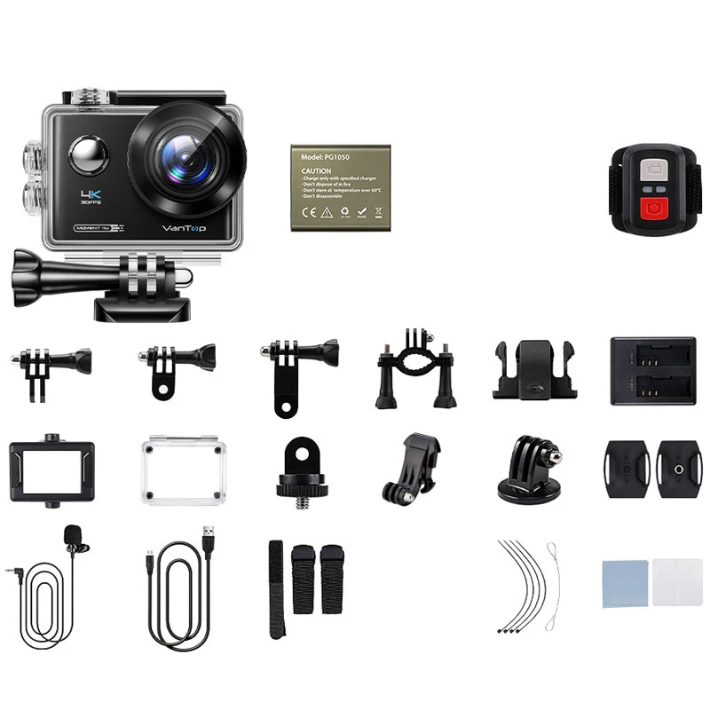 VanTop в настоящий момент D4UQ 4K экшн Камера 20MP подводный Водонепроницаемый с