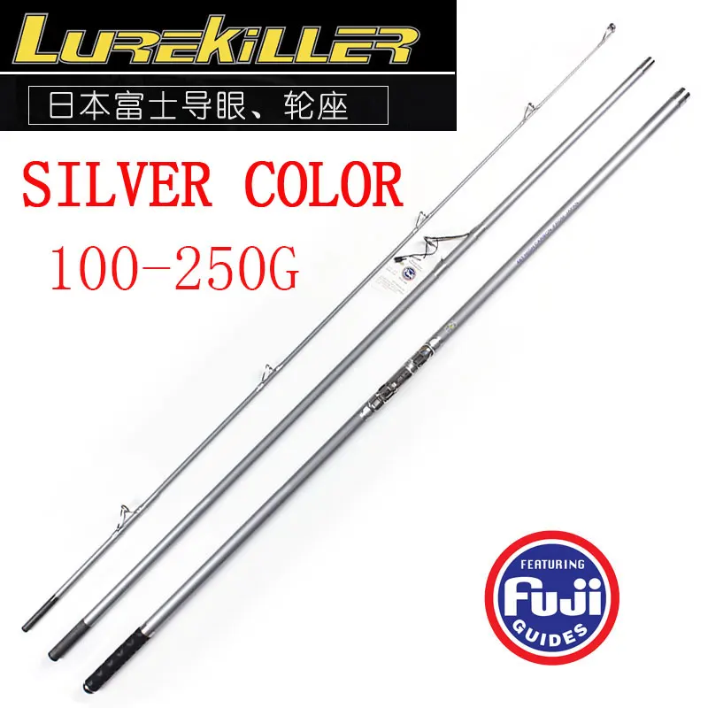 Белый Lurekiller Surf casting rod Fishing rod Japan Full Fuji 4.20M 46T Carbon 3 Sections 80-150G/100-250G - Цвет: Белый