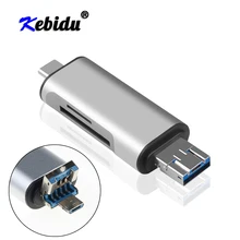 Kebidu 3 в 1 OTG Тип C кардридер USB 3,0 USB A Micro USB комбо в 2 слота TF SD для смартфонов PC USB C кардридер