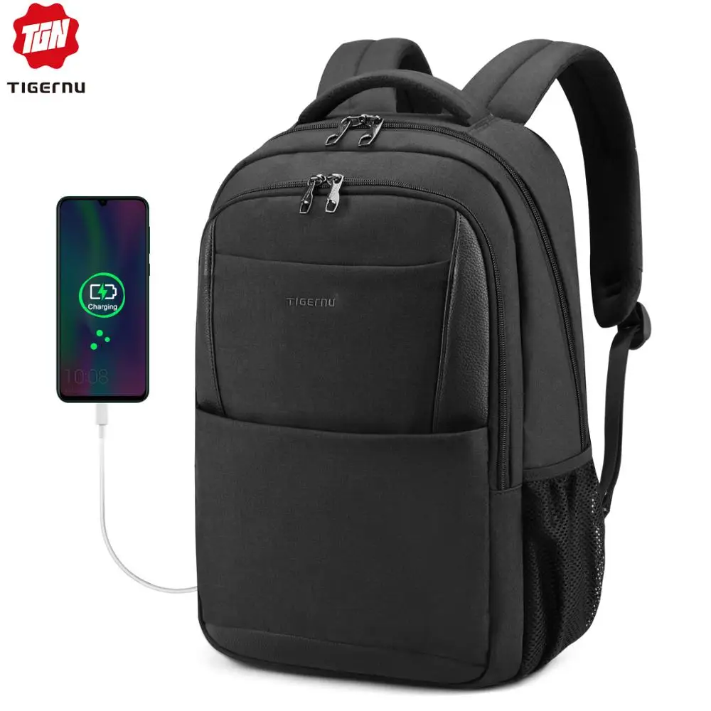 Продажа Tigernu Мужчины Рюкзаки Противоугонная USB Зарядка 15.6 Сумка для ноутбука Женские школьные рюкзаки Женский Мужской Рюкзак для ноутбука Колледж Ш...