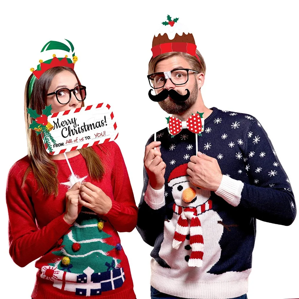 38Pcs Christmas Photo Props Message Board Party Funny Glasses Decoration Christmas Decoration Photo Props KS18 (4)