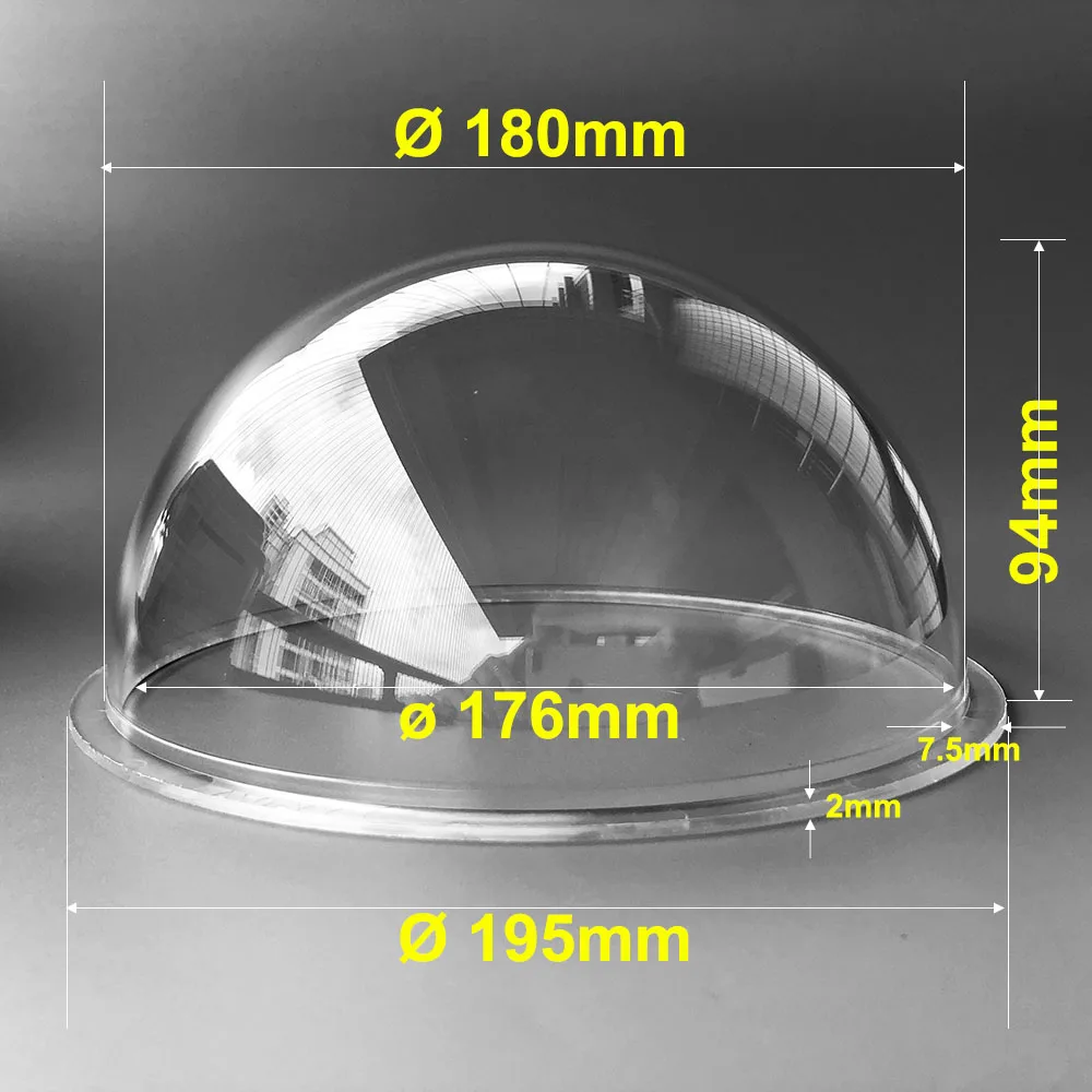 7.6 Inch 195x94mm CCTV Security Surveillance Acrylic Plexiglass Clear Dome PTZ IP Camera Housing Cover Antidust Protect Lens Cap